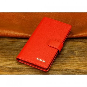Кожаный чехол горизонтальная книжка (нат. кожа) с крепежной застежкой для Nokia Lumia 1320