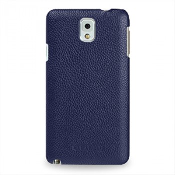 Кожаный чехол накладка Back Cover (нат. кожа) для Galaxy Note 3 Синий