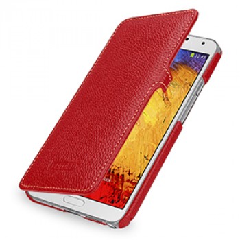 Кожаный чехол книжка горизонтальная (нат. кожа) для Galaxy Note 3 Красный