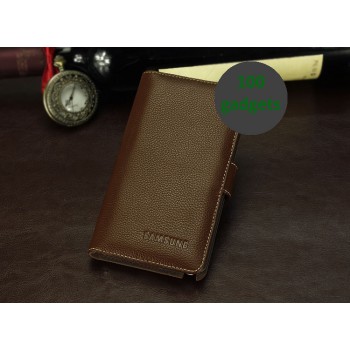 Кожаный чехол портмоне (нат. кожа) для Galaxy Note 3 Коричневый