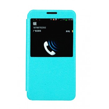 Чехол флип подставка с окном вызова для Galaxy Note 3 Голубой