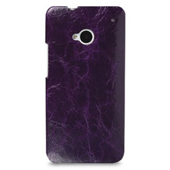 Кожаный эксклюзивный чехол ручной работы Back Cover (цельная телячья кожа) фиолетовый для HTC One M7 One SIM (для модели с одной сим-картой)