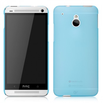 Пластиковый полупрозрачный чехол для HTC One Mini Голубой