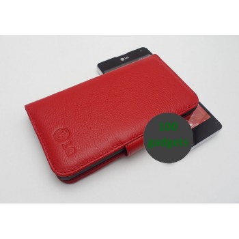 Кожаный чехол портмоне (нат. кожа) для LG Optimus G Красный