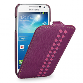 Эксклюзивный кожаный чехол (кожа ручного плетения) для Samsung Galaxy S4 Mini фиолетовая/розовая