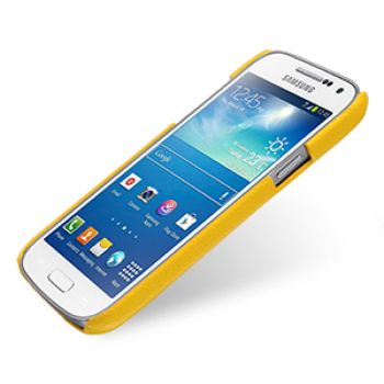 Кожаный чехол (нат. кожа) Back Cover для Samsung Galaxy S4 Mini желтый
