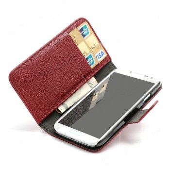 Кожаный чехол портмоне для Galaxy S4 красное