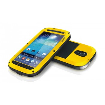Ультрапротекторный пылеводоударостойкий чехол металл/стекло для Samsung Galaxy S4 Желтый