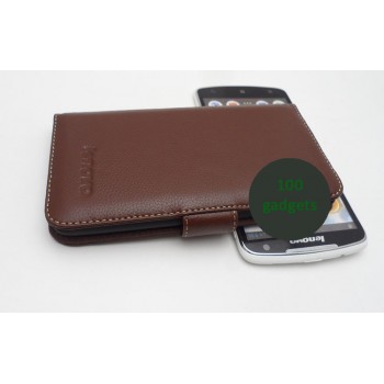 Кожаный чехол портмоне (нат. кожа) для Lenovo IdeaPhone S920 Коричневый