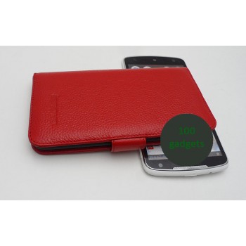 Кожаный чехол портмоне (нат. кожа) для Lenovo IdeaPhone S920 Красный