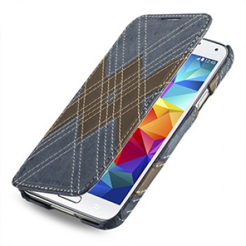 Кожаный чехол горизонтальная книжка (нат. кожа) для Samsung Galaxy S5