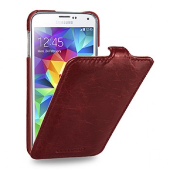Кожаный чехол вертикальная книжка (нат. кожа) для Samsung Galaxy S5