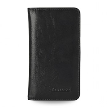 Эксклюзивный кожаный чехол портмоне подставка (нат. вощеная кожа) для Samsung Galaxy S5 черный