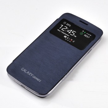 Встраиваемый чехол смарт флип с окном вызова серия Classics для Samsung Galaxy Grand 2 Duos Синий