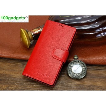 Кожаный чехол портмоне (нат. кожа) с магнитной застежкой для Sony Xperia T2 Ultra Красный