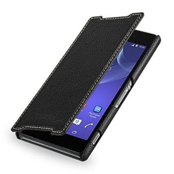 Кожаный чехол книжка горизонтальная (нат. кожа) для Sony Xperia Z2 черная