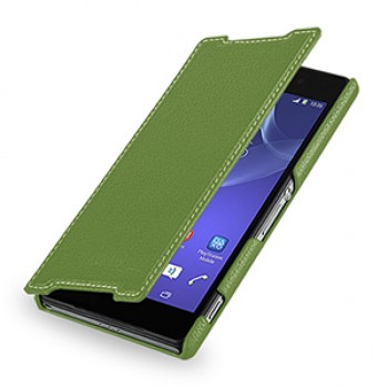 Кожаный чехол книжка горизонтальная (нат. кожа) для Sony Xperia Z2 зеленая