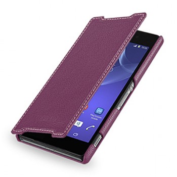 Кожаный чехол книжка горизонтальная (нат. кожа) для Sony Xperia Z2 фиолетовая