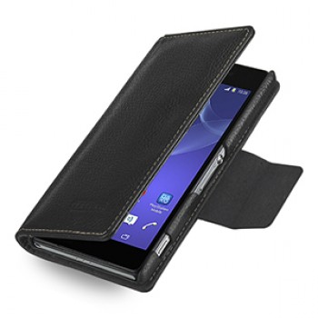 Эксклюзивный кожаный чехол портмоне подставка (нат. кожа) для Sony Xperia Z2 черная