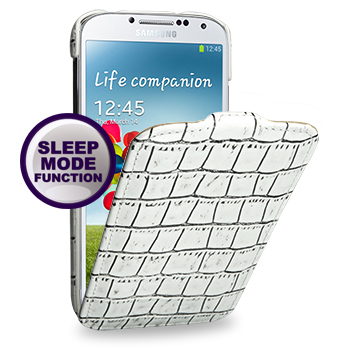 Кожаный эксклюзивный чехол (нат.кожа крокодила) для Samsung Galaxy S4 белый