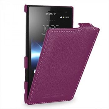 Кожаный чехол вертикальная книжка для Sony Xperia acro S Фиолетовый