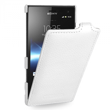 Кожаный чехол вертикальная книжка для Sony Xperia acro S Белый