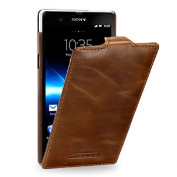 Кожаный чехол вертикальная книжка (нат. кожа) для Sony Xperia Z