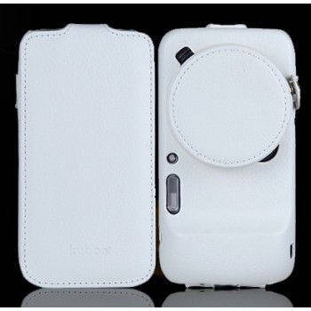 Кожаный чехол книжка (нат. кожа) для Samsung Galaxy S4 Zoom Белый