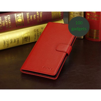 Кожаный чехол портмоне (нат. кожа) для Sony Xperia Z Ultra Красный
