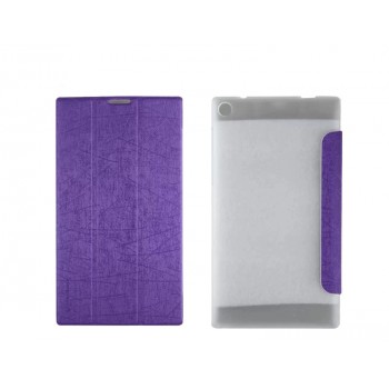 Текстурный чехол флип подставка сегментарный на пластиковой полупрозрачной основе для Lenovo Tab 2 A7-30 Фиолетовый