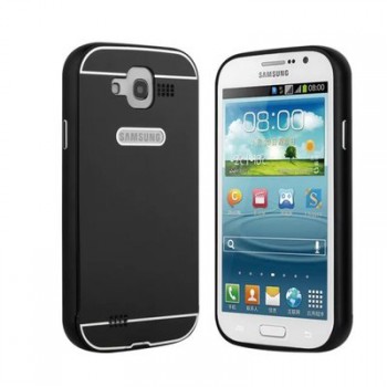 Двухкомпонентный чехол металлический бампер и поликарбонатная накладка с отверстием для лого для Samsung Galaxy Grand Черный