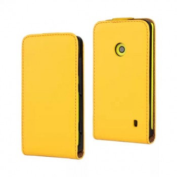 Чехол вертикальная книжка на пластиковой основе с магнитной застежкой для Nokia Lumia 520 Желтый