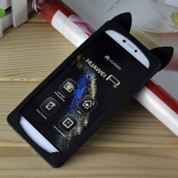 Силиконовый дизайнерский фигурный чехол для Huawei P8 Черный