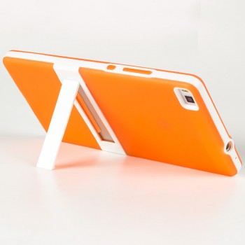 Двухкомпонентный силиконовый чехол с пластиковым каркасом-подставкой для Huawei P8 Оранжевый