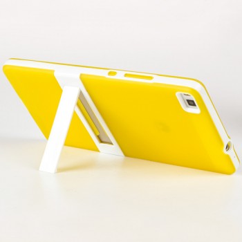 Двухкомпонентный силиконовый чехол с пластиковым каркасом-подставкой для Huawei P8 Желтый