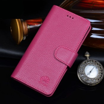 Кожаный чехол портмоне (нат. кожа) для Huawei P8 Пурпурный