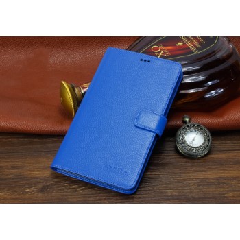 Кожаный чехол портмоне (нат. кожа) для Huawei MediaPad X2 Голубой
