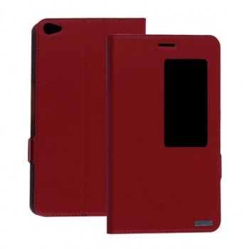 Кожаный чехол смарт флип подставка с окном вызова для Huawei MediaPad X2 Красный