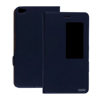 Кожаный чехол смарт флип подставка с окном вызова для Huawei MediaPad X2 Синий