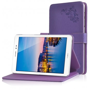 Чехол подставка на силиконовой основе с текстурой Узоры и магнитной застежкой для Huawei MediaPad M2 8.0 Фиолетовый
