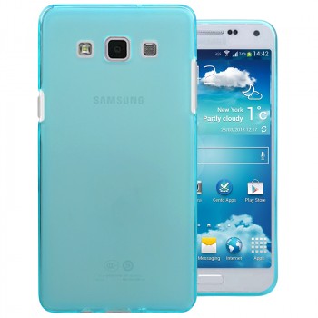 Силиконовый матовый полупрозрачный чехол для Samsung Galaxy A5 Голубой