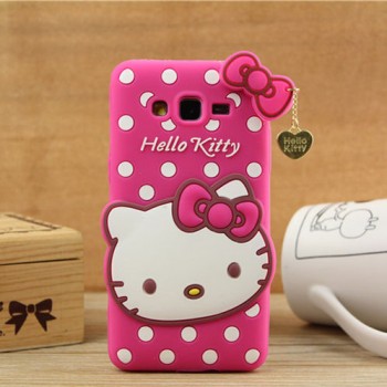 Силиконовый дизайнерский фигурный чехол серия Hello Kitty для Samsung Galaxy Grand Prime Пурпурный