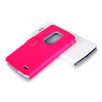 Чехол флип с отделением для карт для LG G Flex Розовый