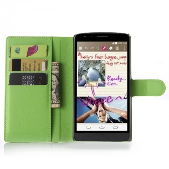 Чехол портмоне подставка с защелкой для LG G4 Stylus Зеленый