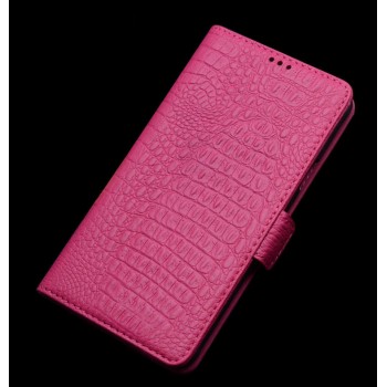 Кожаный чехол портмоне (нат. кожа крокодила) для LG G4 Stylus Пурпурный