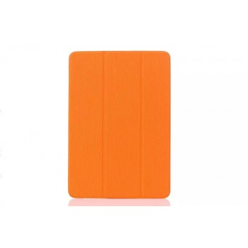 Текстурный чехол флип подставка сегментарный на пластиковой полупрозрачной онснове для Samsung Galaxy Tab E 9.6 Оранжевый