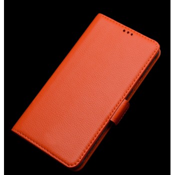 Кожаный чехол портмоне подставка (нат. кожа) для Asus Zenfone 2 5 Оранжевый
