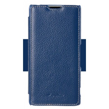 Кожаный чехол флип (нат. кожа) с внутренним карманом для Sony Xperia Z3+ Синий