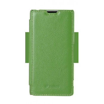Кожаный чехол флип (нат. кожа) с внутренним карманом для Sony Xperia Z3+ Зеленый
