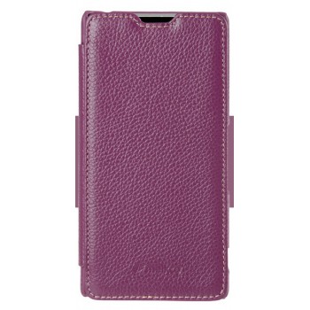 Кожаный чехол флип (нат. кожа) с внутренним карманом для Sony Xperia Z3+ Фиолетовый